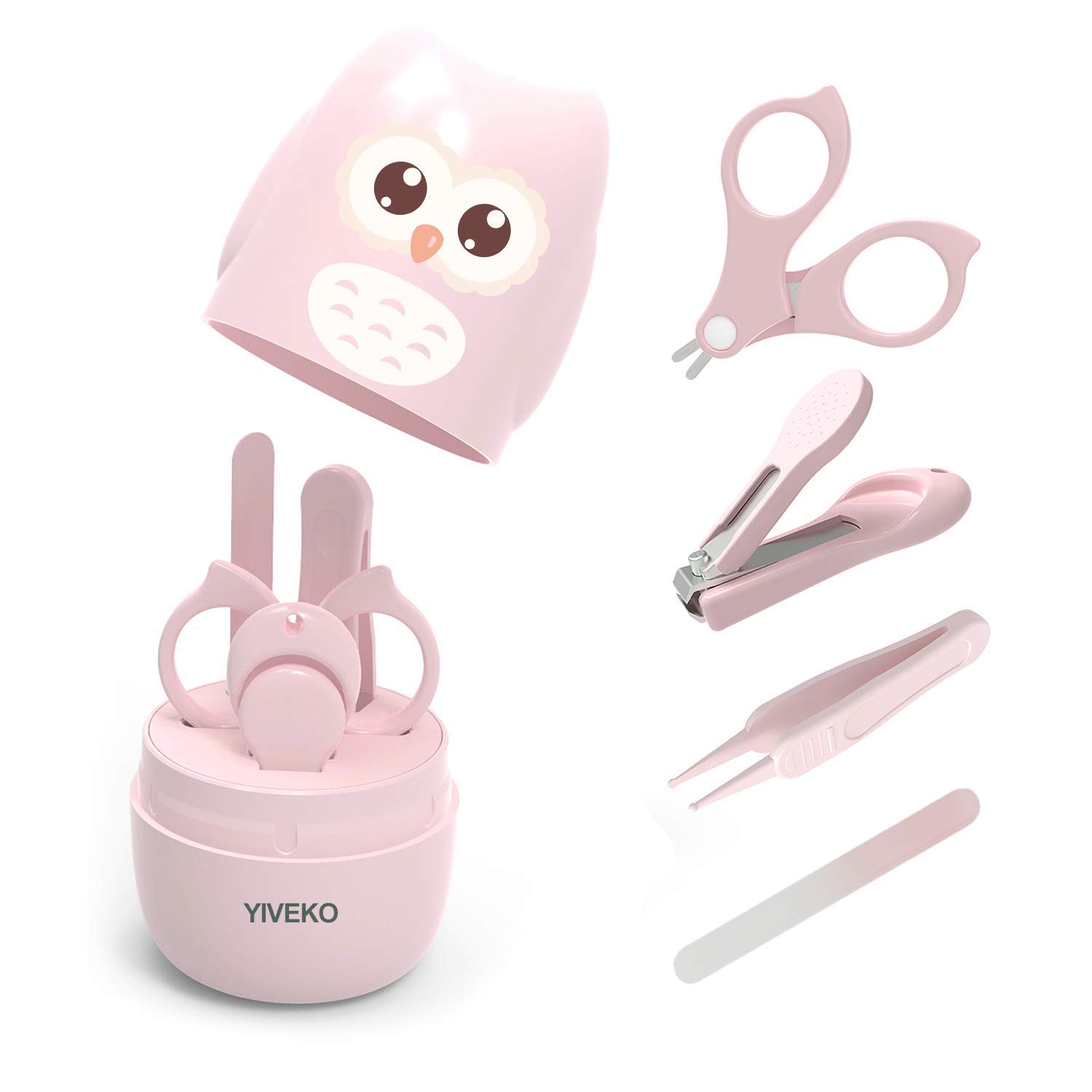 230816021731202_1 YIVEKO Baby Nail Kit, 4-in-1 Baby Nail Care Set with Cute Case, Baby Nail Clippers, Scissors, Nail File & Tweezers, Baby Manicure Kit and Pedicure kit for Newborn, Infant, Toddler, Kids-Owl Green - Image 1